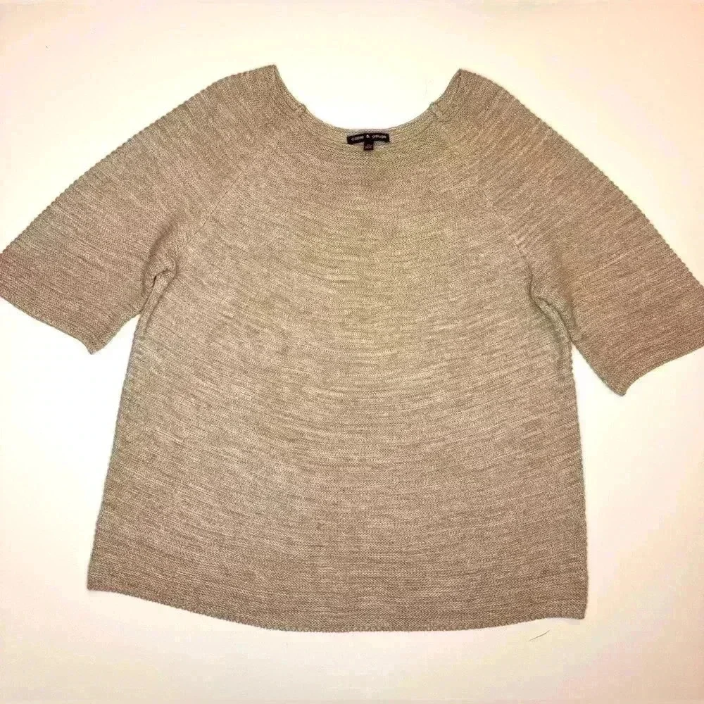 Cable & Gauge Womens Tan Short Sleeve Sweater Size XL